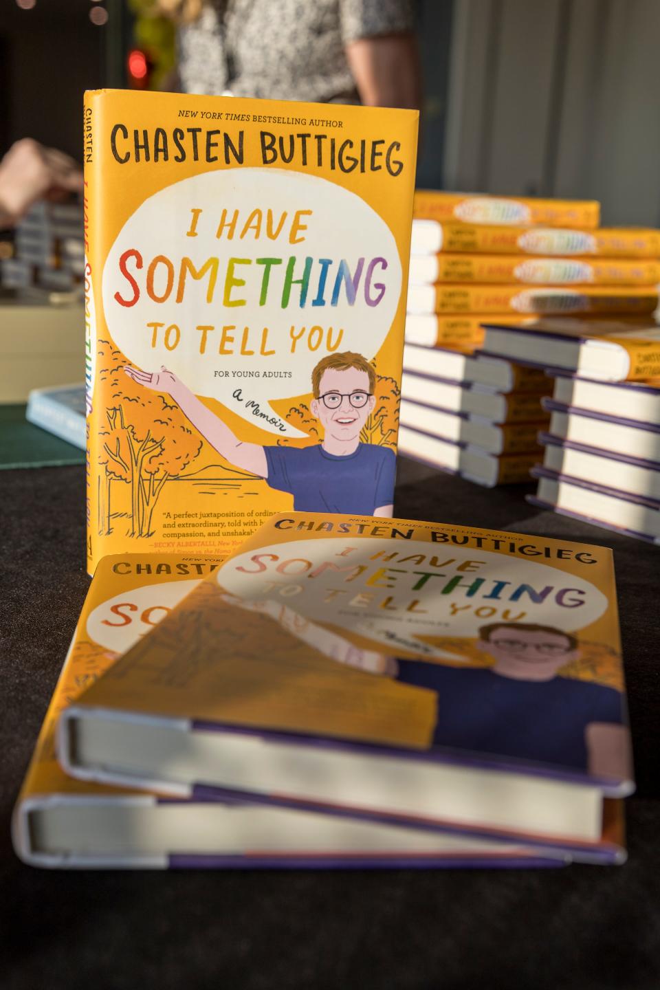 Copies of Chasten Glezman Buttigieg's book "I Have Something to Tell You - For Young Adults" are display at the Free Mom Hugs Conference at the Oklahoma City Convention Center. 
(Credit: Alonzo Adams, Alonzo Adams for The Oklahoman)