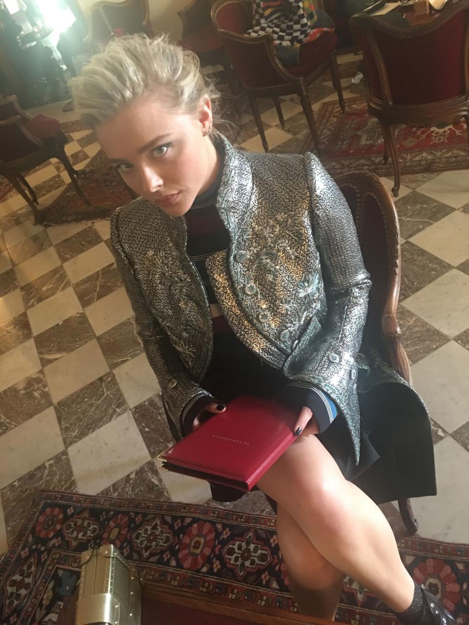The actress shared snapshots from her Parisian Fashion Week adventures, including selfies with some fellow celebs.