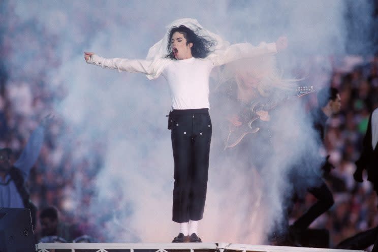 Michael Jackson performing at the Super Bowl