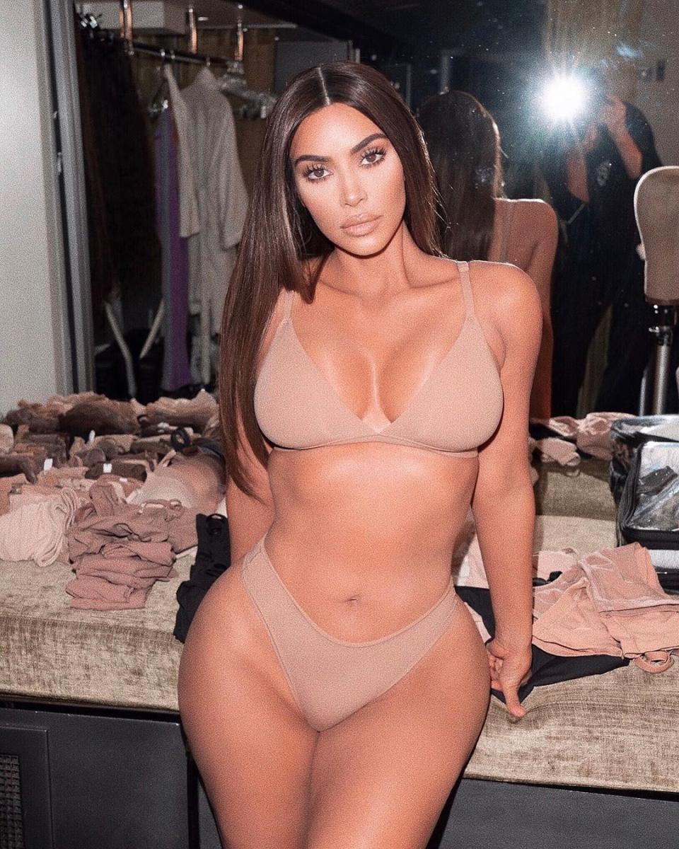 Kim Kardashian poses in SKIMS underwear