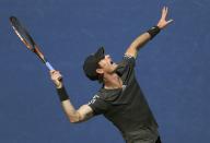 Andy Murray of Britain serves to Robin Haase of the Netherlands during their match at the 2014 U.S. Open tennis tournament in New York, August 25, 2014. REUTERS/Adam Hunger (UNITED STATES - Tags: SPORT TENNIS)