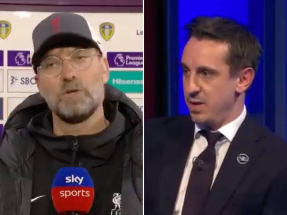 Liverpool manager Jurgen Klopp and Sky Sports pundit Gary Neville (Sky Sports)