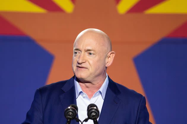 Mark Kelly, who was a Democratic Senate candidate at the time, speaks to supporters during an election night event in 2020. His seat is potentially vulnerable in the next election cycle. (Photo: Courtney Pedroza via Getty Images)