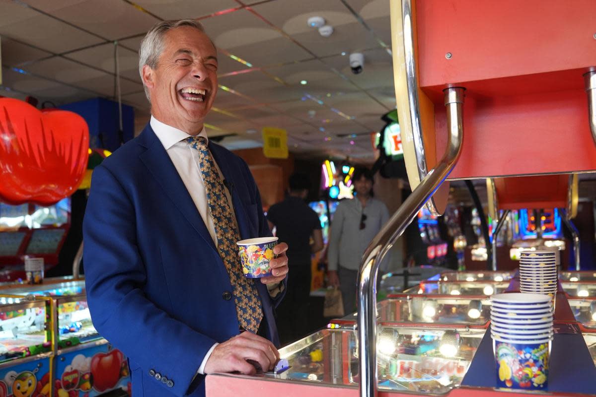 Nigel Farage reaffirmed his support for Andrew Tate while campaigning in Clacton-on-Sea <i>(Image: PA)</i>