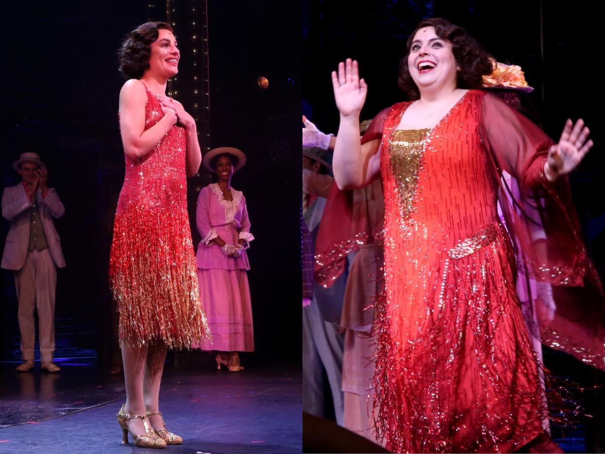 Lea Michele and Beanie Feldstein playing the role of Fanny Brice in "Funny Girl" on Broadway.