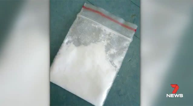 The white powder allegedly found on Murphy. Source: 7 News