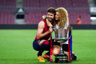 <p>Popstar Shakira and Gerard Pique have been together for eight years and have two children together – they met making the video for the 2010 World Cup in South Africa </p>