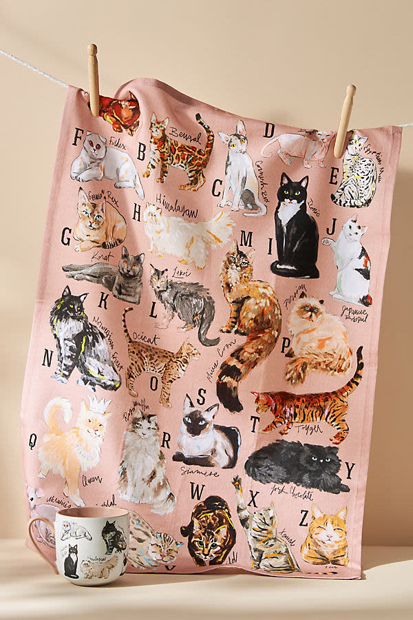 <p><a href="https://go.redirectingat.com?id=74968X1596630&url=https%3A%2F%2Fwww.anthropologie.com%2Fshop%2Fcat-breeds-a-z-dish-towel&sref=https%3A%2F%2Fwww.housebeautiful.com%2Fshopping%2Fg40943102%2Fgifts-for-cat-lovers%2F" rel="nofollow noopener" target="_blank" data-ylk="slk:Shop Now;elm:context_link;itc:0;sec:content-canvas" class="link ">Shop Now</a></p><p>Cat Breeds A-Z Dish Towel</p><p>anthropologie.com</p><p>$22.00</p>