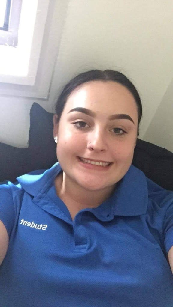 Chloe Boullé, 23, started to struggle with her weight and binge eat when she got her first job, at a bakery as a teen. Chloe Boullé / SWNS
