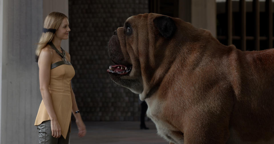 Crystal (Isabelle Cornish) and her trusty teleporting dog, Lockjaw. (Photo: ABC/Marvel)