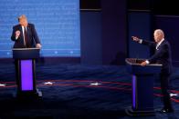 U.S. President Donald Trump and Democratic presidential nominee Joe Biden participate in their first 2020 presidential campaign debate in Cleveland