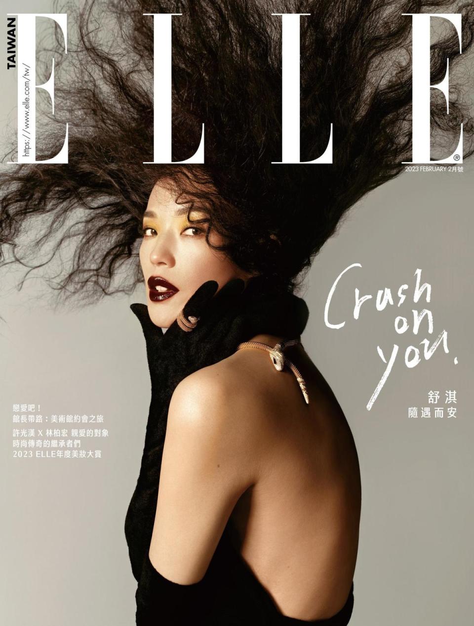 舒淇登上時尚雜誌《ELLE》2月號封面。(《ELLE》國際中文版提供）