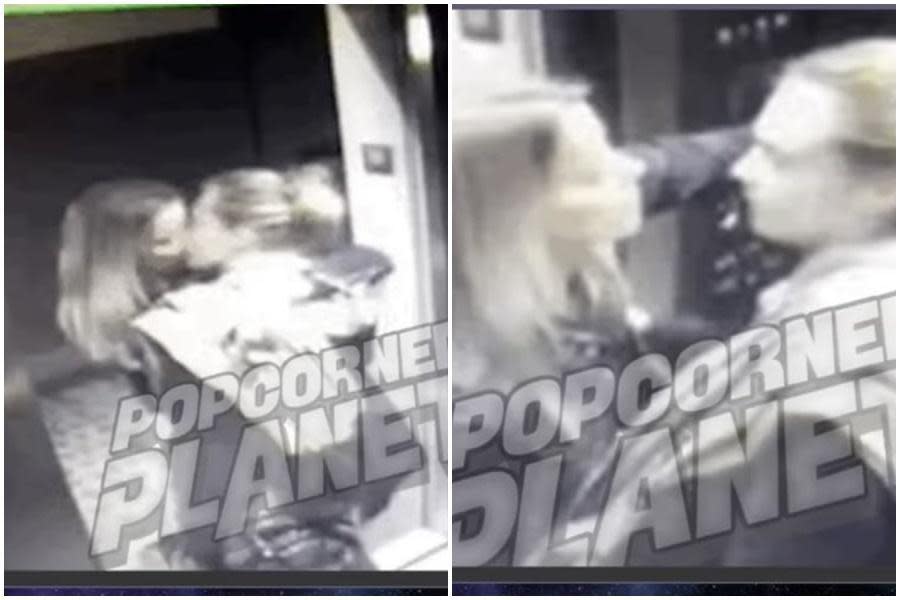 網路上流傳卡拉與安珀在電梯激吻的照片。（翻攝自推特）