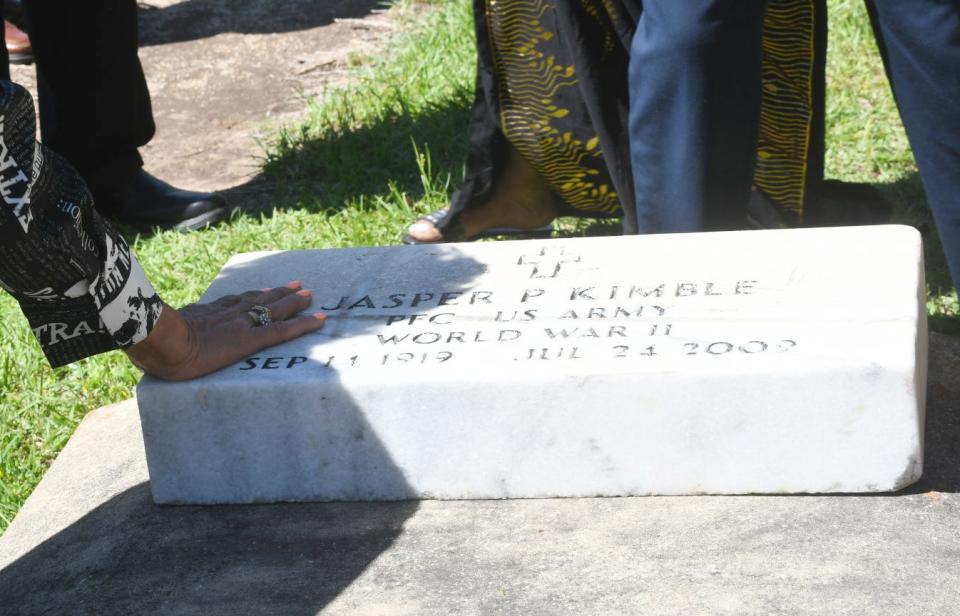 The headstone sat neglected, covered with grass, weeds and paint splatter, for 15 years outside of a closed Alexandria funeral home. It was placed on his grave at Farenzie Baptist Church Cemetery in Colfax.