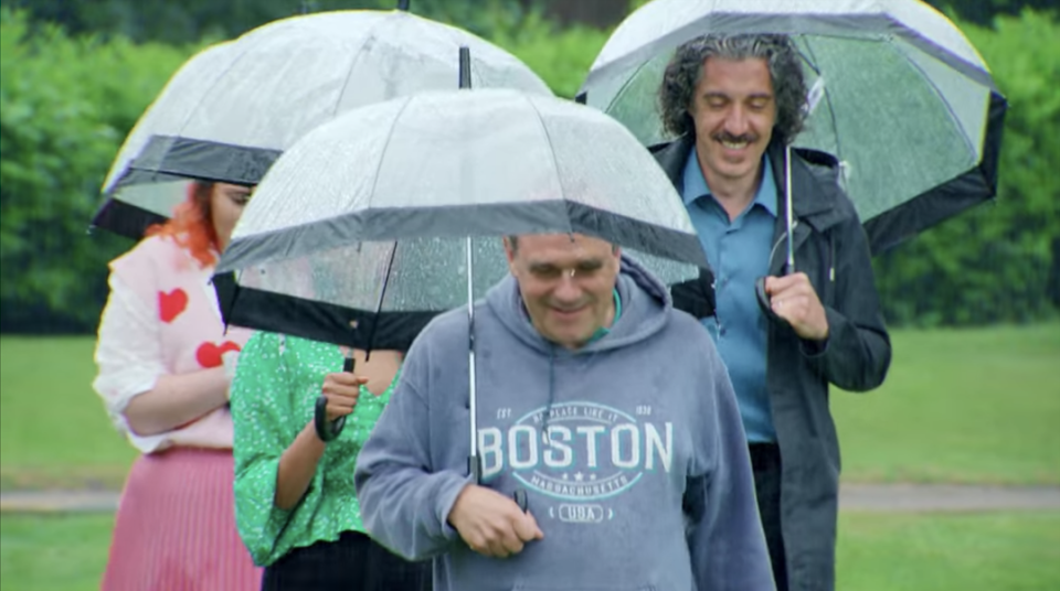 Jurgen wearing a Boston sweatshirt