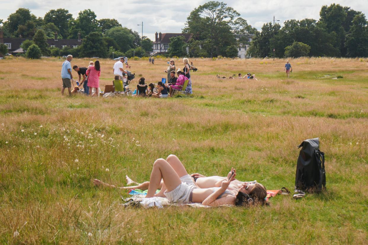 People soaking the afternoon sunshine on Wimbledon Common on Sunday. (Alamy)