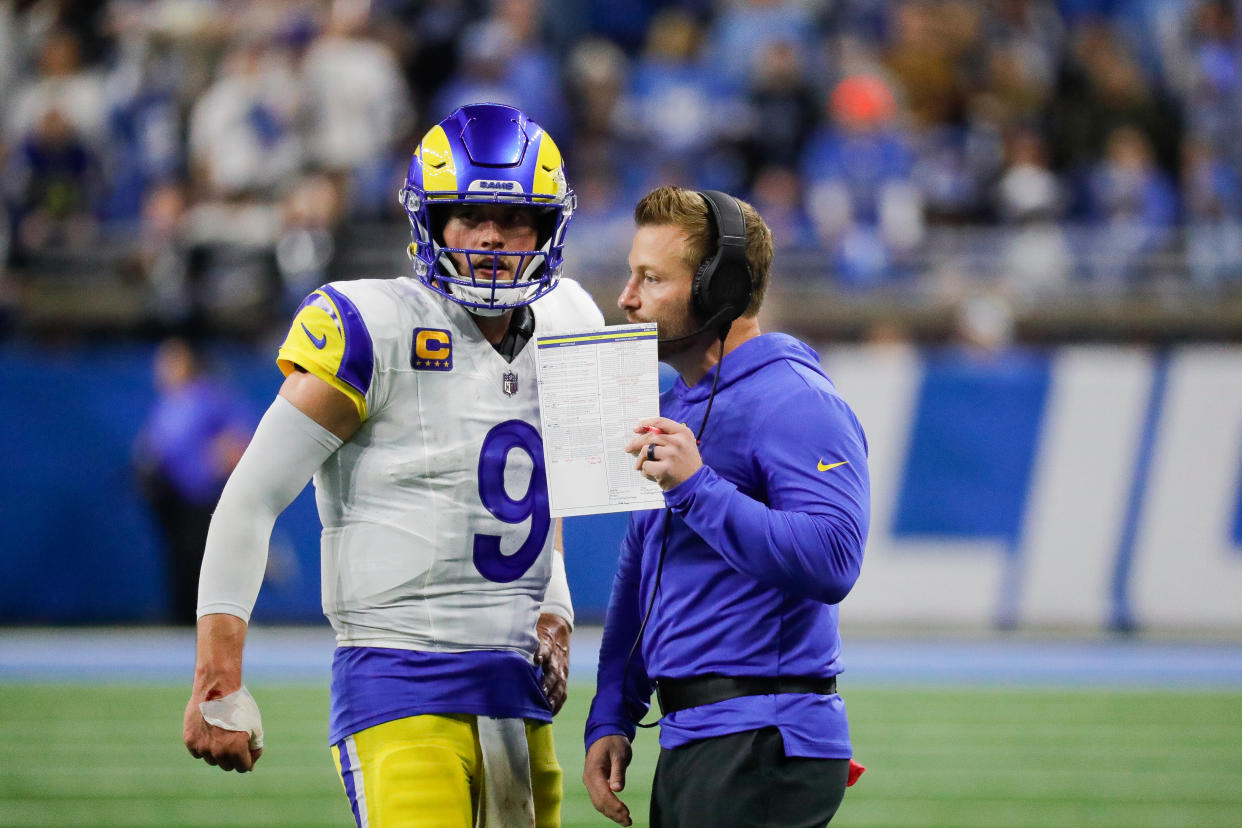 It was a good 2023 for Sean McVay, Matthew Stafford and the Rams. Now they turn their attention toward the offseason. (Luis Sinco / Los Angeles Times via Getty Images)