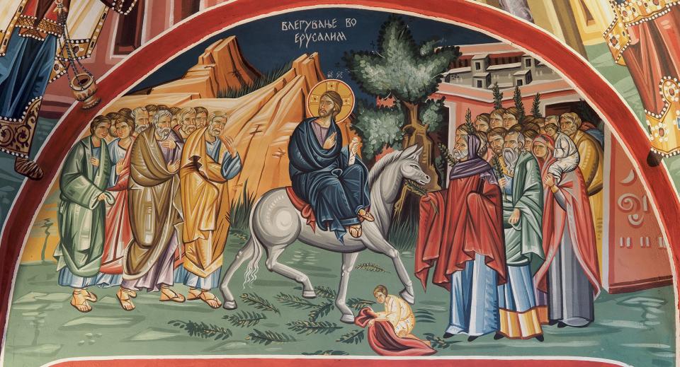 Jesus’ triumphal entry into Jerusalem.