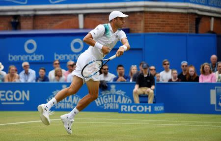 Tennis - Aegon Championships - Queen’s Club, London, Britain - June 24, 2017 Luxembourg's Gilles Muller in action against Croatia's Marin Cilic during the semi finals Action Images via Reuters/Tony O'Brien