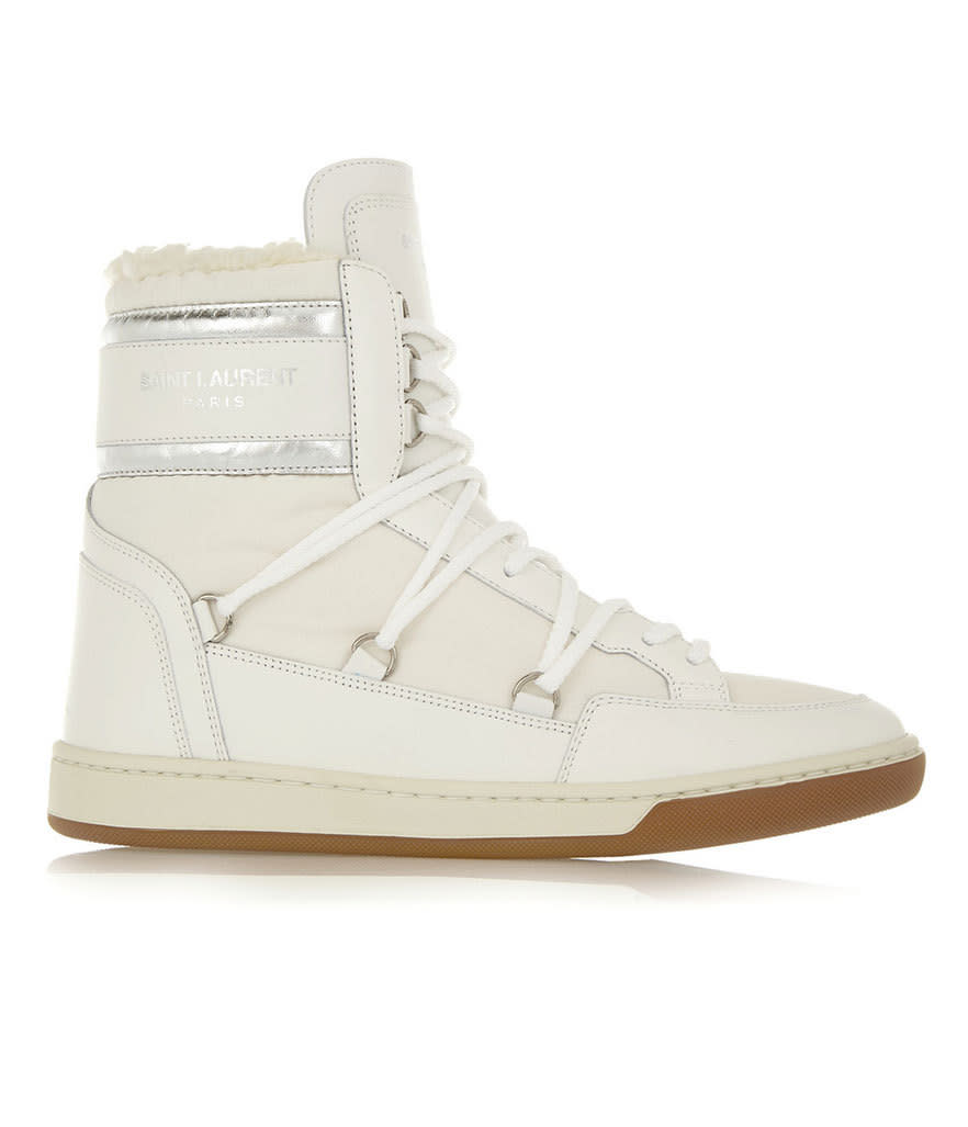 Saint Laurent Shearling-Lined Leather and Shell High-Top Sneakers