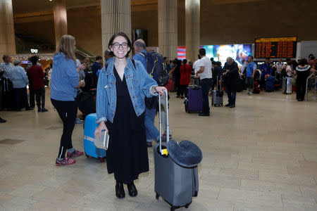 U.S. student Lara Alqasem walks at the Ben Gurion international airport terminal in Lod, near Tel Aviv, Israel October 18, 2018 REUTERS/Dudu Bachar