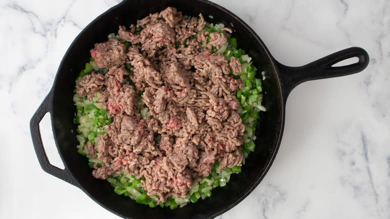 ground beef in skillet