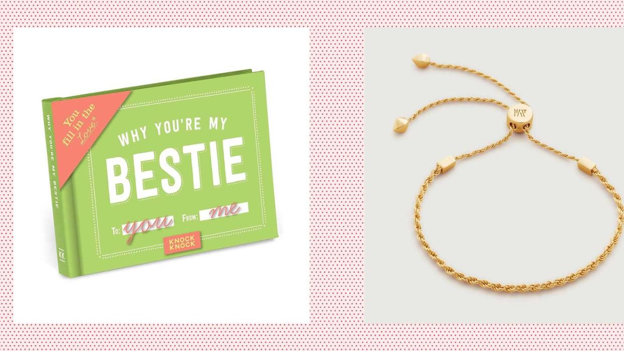 best friend christmas gifts  why you're my bestie fill in the blank book and corda fine chain friendship bracelet