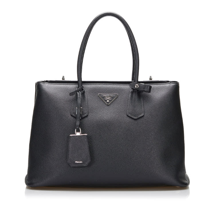 Prada Saffiano Turnlock Twin Tote Bag