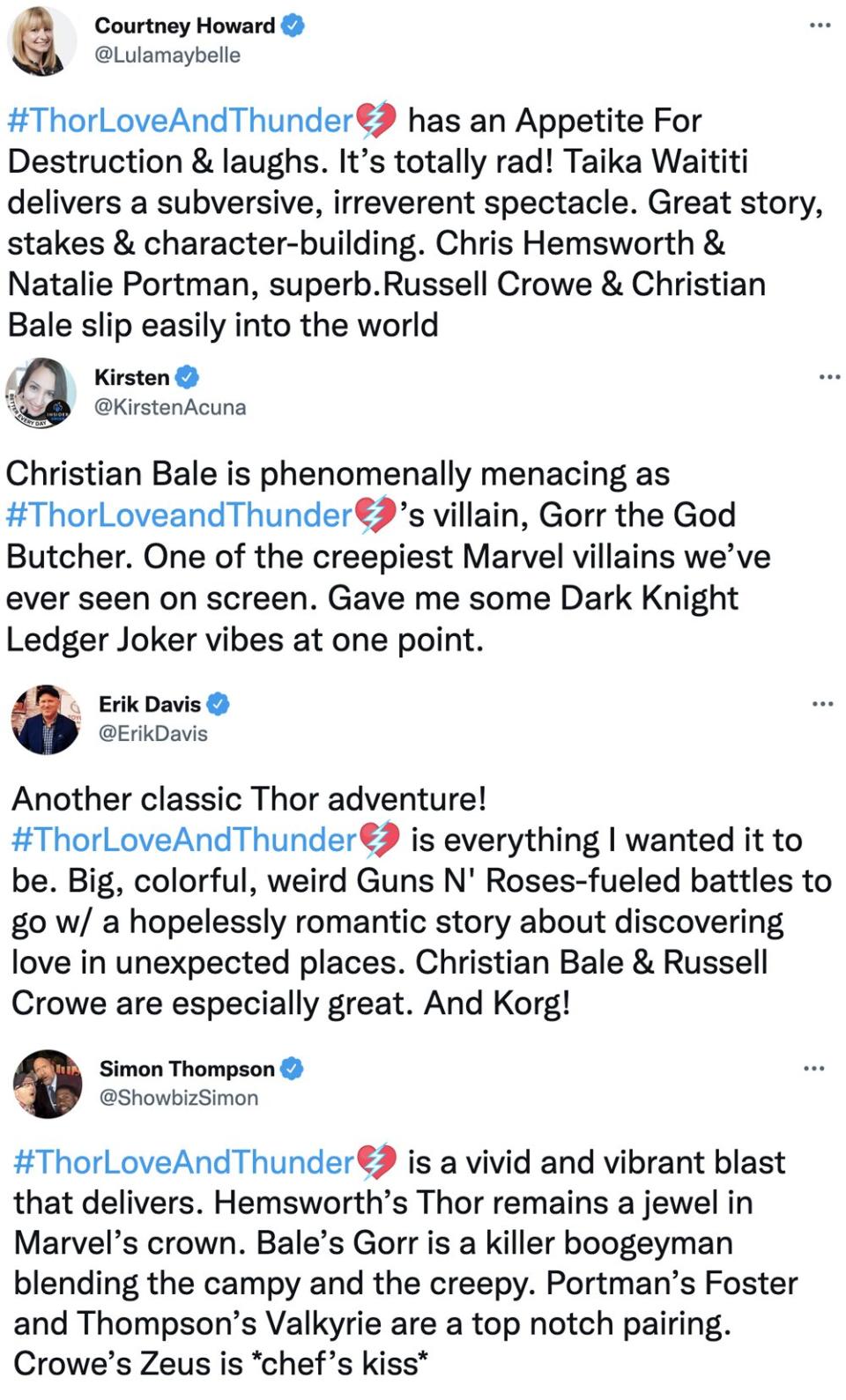Thor Love and Thunder Reactions on Twitter