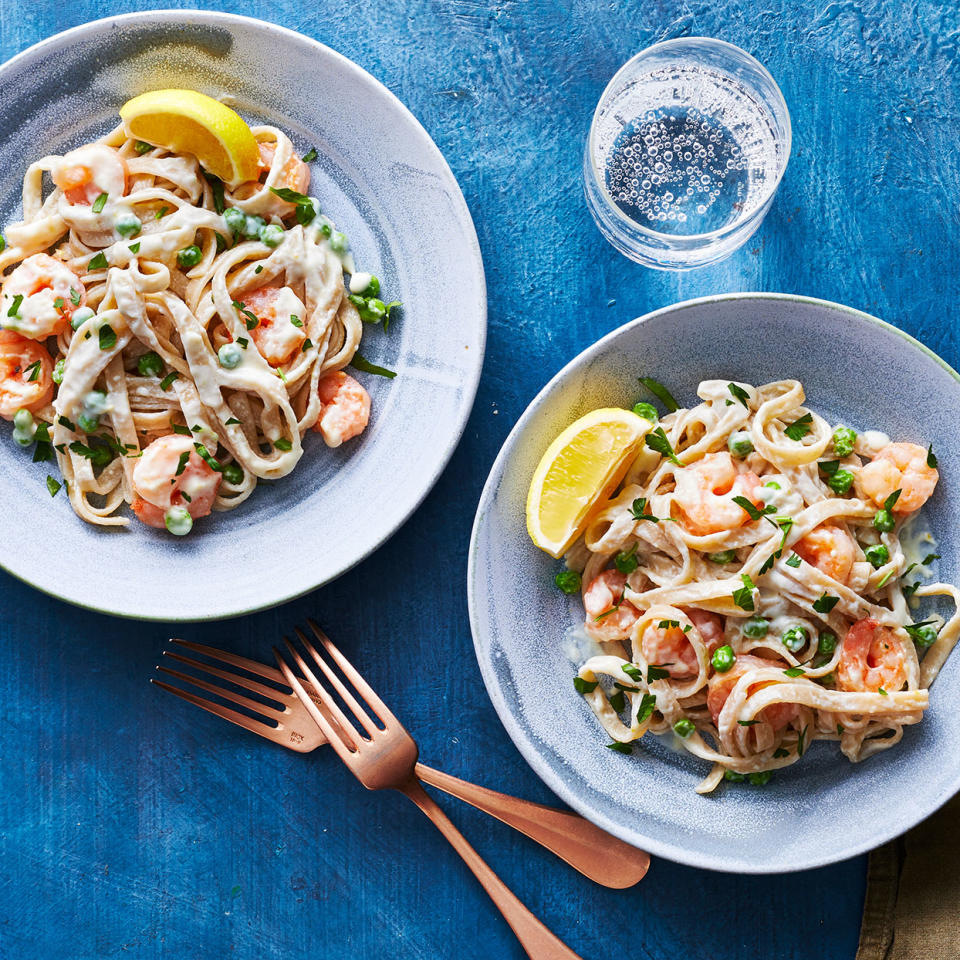 Linguine with Lemon Alfredo Shrimp