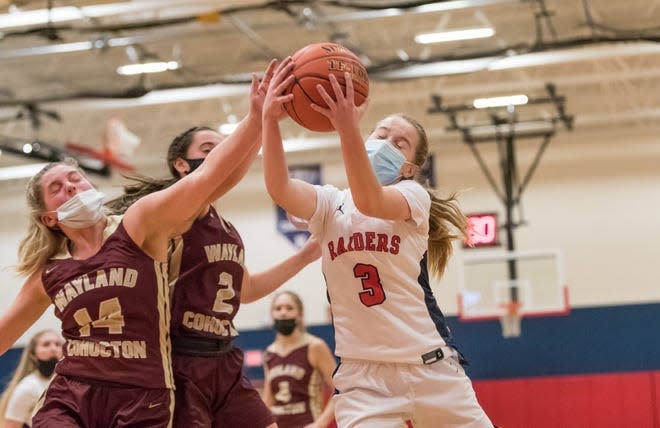 Hornell's Lillian Hoyt takes the ball to the rim in a win over Wayland-Cohocton in the 2021 season