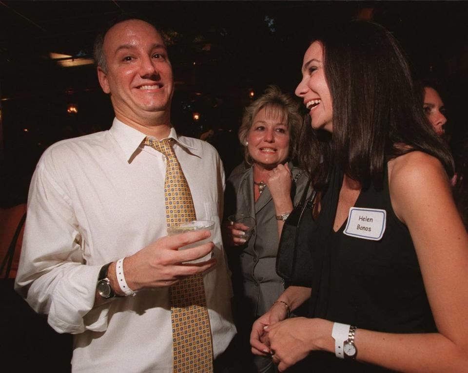 In 2000, The Young Presidents Club’s Annual Singles Event at Perricone’s. Dan Blonsky, left, jokes with Sherylle Fellenz, center, and Helen Bonos, right.