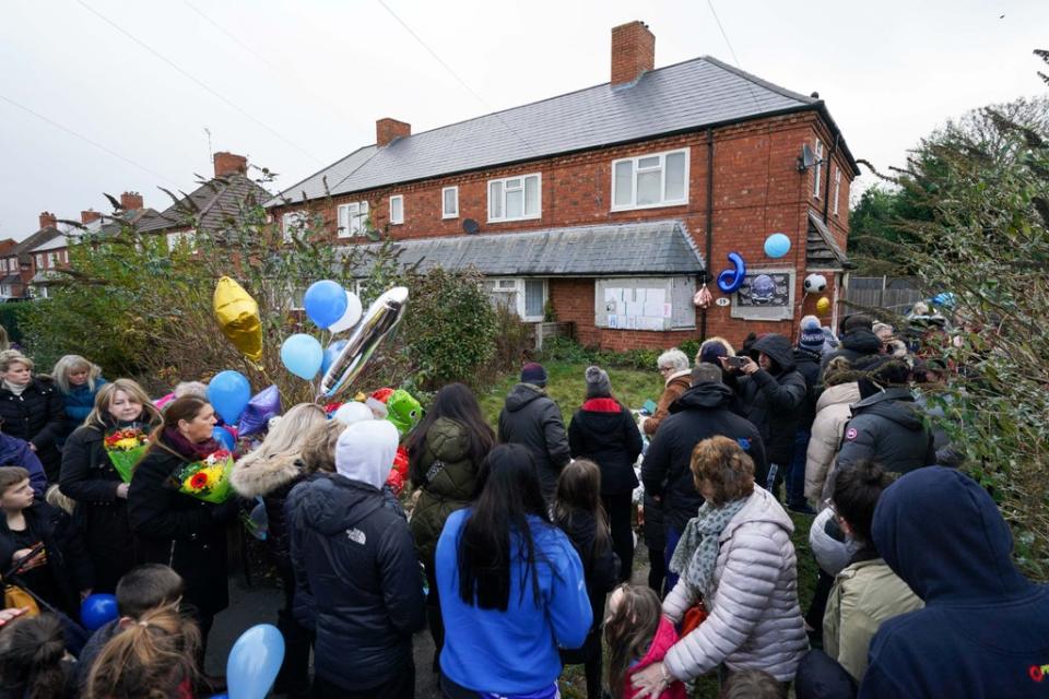 Banners were placed on the property (Jacob King/PA) (PA Wire)