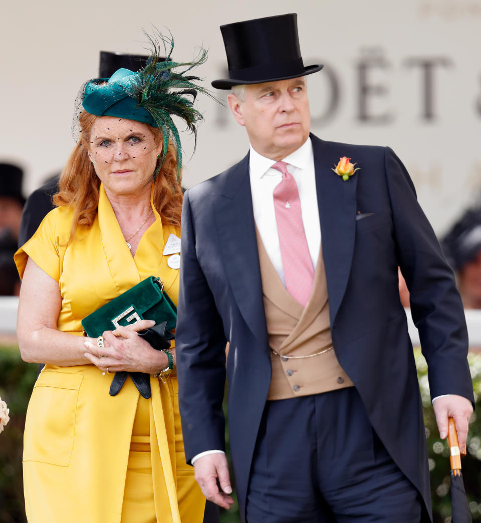 Sarah Ferguson, Duchess of York and Prince Andrew, Duke of York attend day four of Royal Ascot at Ascot Racecourse on June 21, 2019 in Ascot, England.