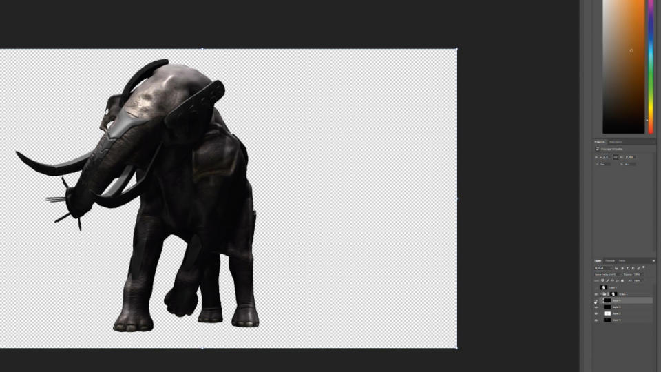 Digital sculpting and painting of elephant in ZBrush and Photoshop by Rob Brunette