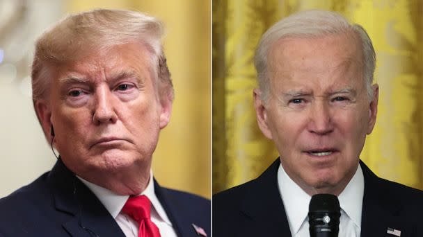 PHOTO: In this Nov. 13, 2019, file photo, President Donald Trump is shown at the White House in Washington, D.C. | President Joe Biden speaks at an event at the White House on Jan. 20, 2023, in Washington, DC. (The Washington Post via Getty Images, FILE | Alex Wong/Getty Images)