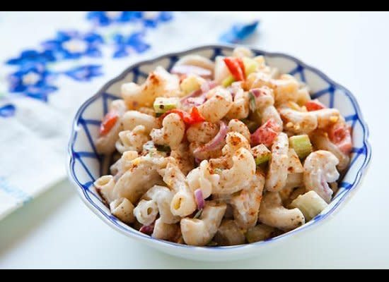 <strong>Get Mom's <a href="http://www.simplyrecipes.com/recipes/moms_macaroni_salad/" target="_hplink">Macaroni Salad from Simply Recipes</a></strong>    This classic macaroni salad will bring back memories of childhood. It includes hard boiled egg, bell pepper, onion, parsley and paprika, all combined with mayonnaise.