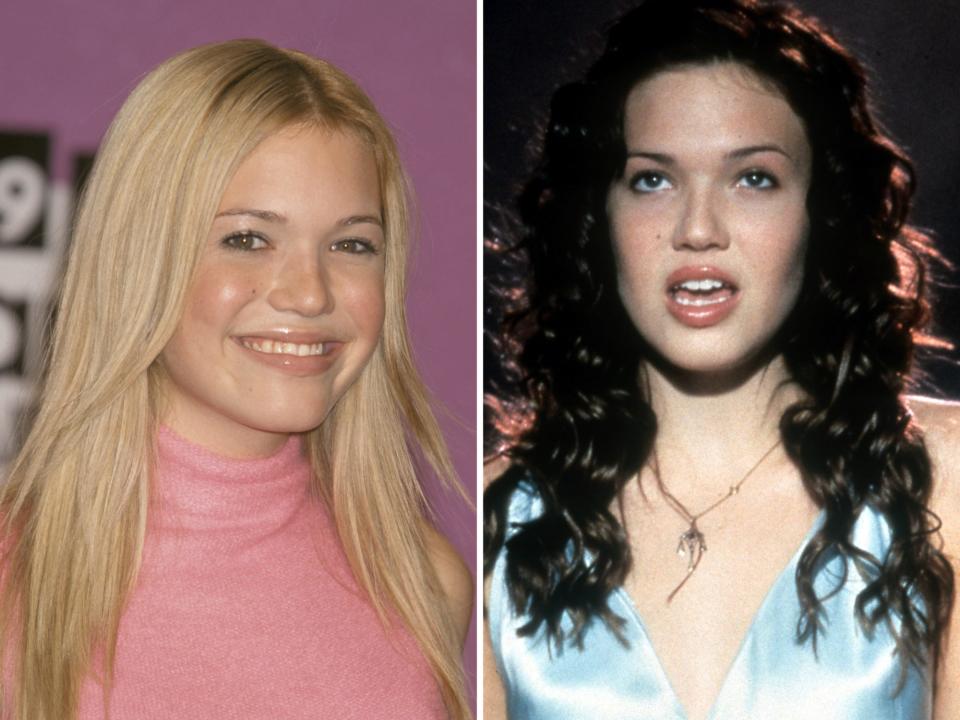 Mandy Moore in 1999 and in a scene from the film "A Walk To Remember" in 2002