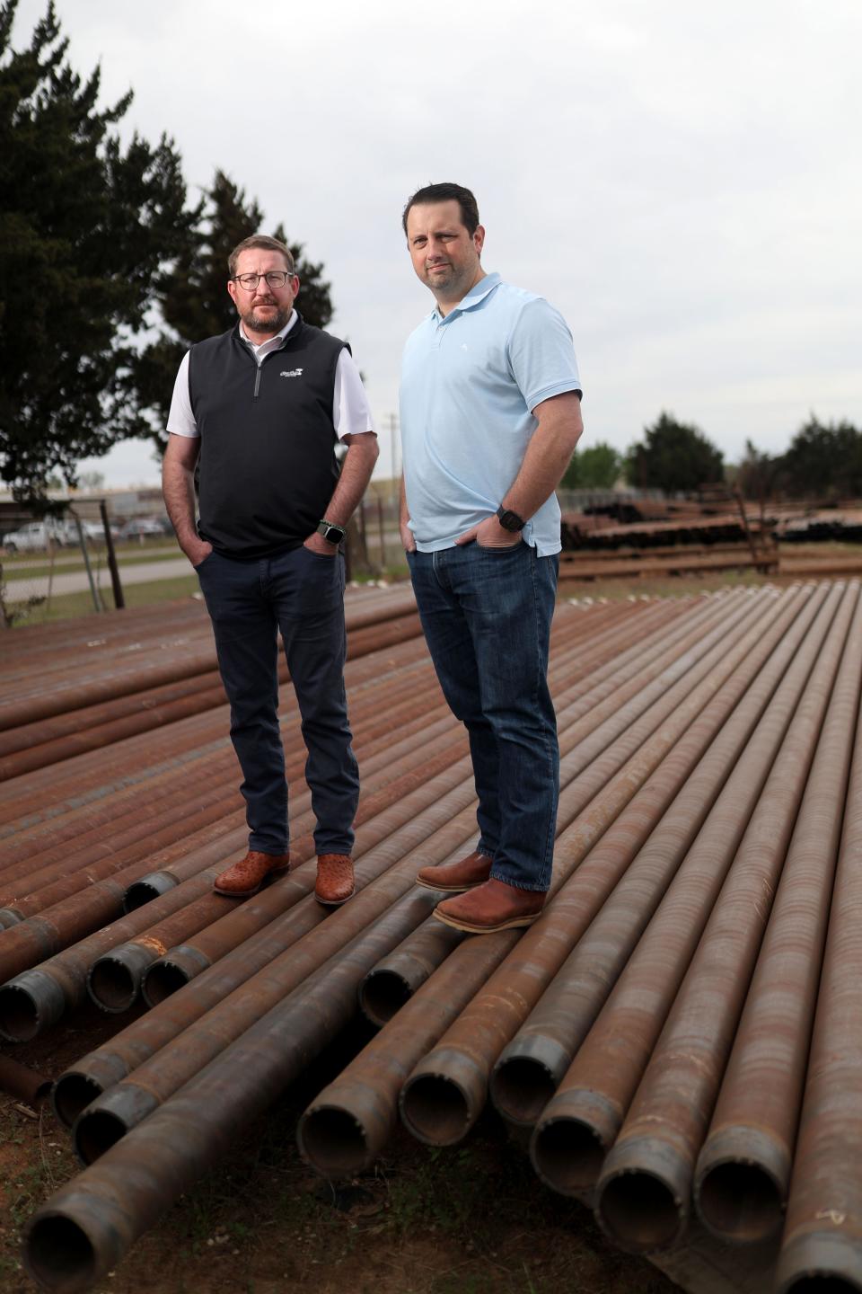 Co-owners of Flatlands Threading, Cullin Faison, left, and Jeff Hager, are pictured at the company that is located next to the proposed new Oklahoma County jail location in Oklahoma City.