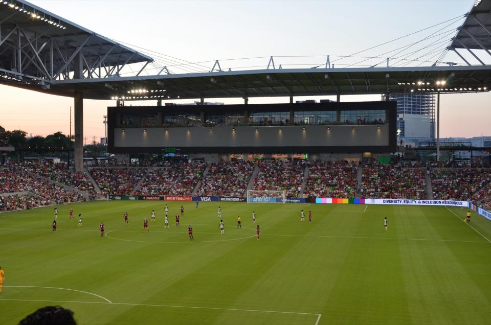 View of the field at Q2 Stadium, home of Austin FC in Austin, TX