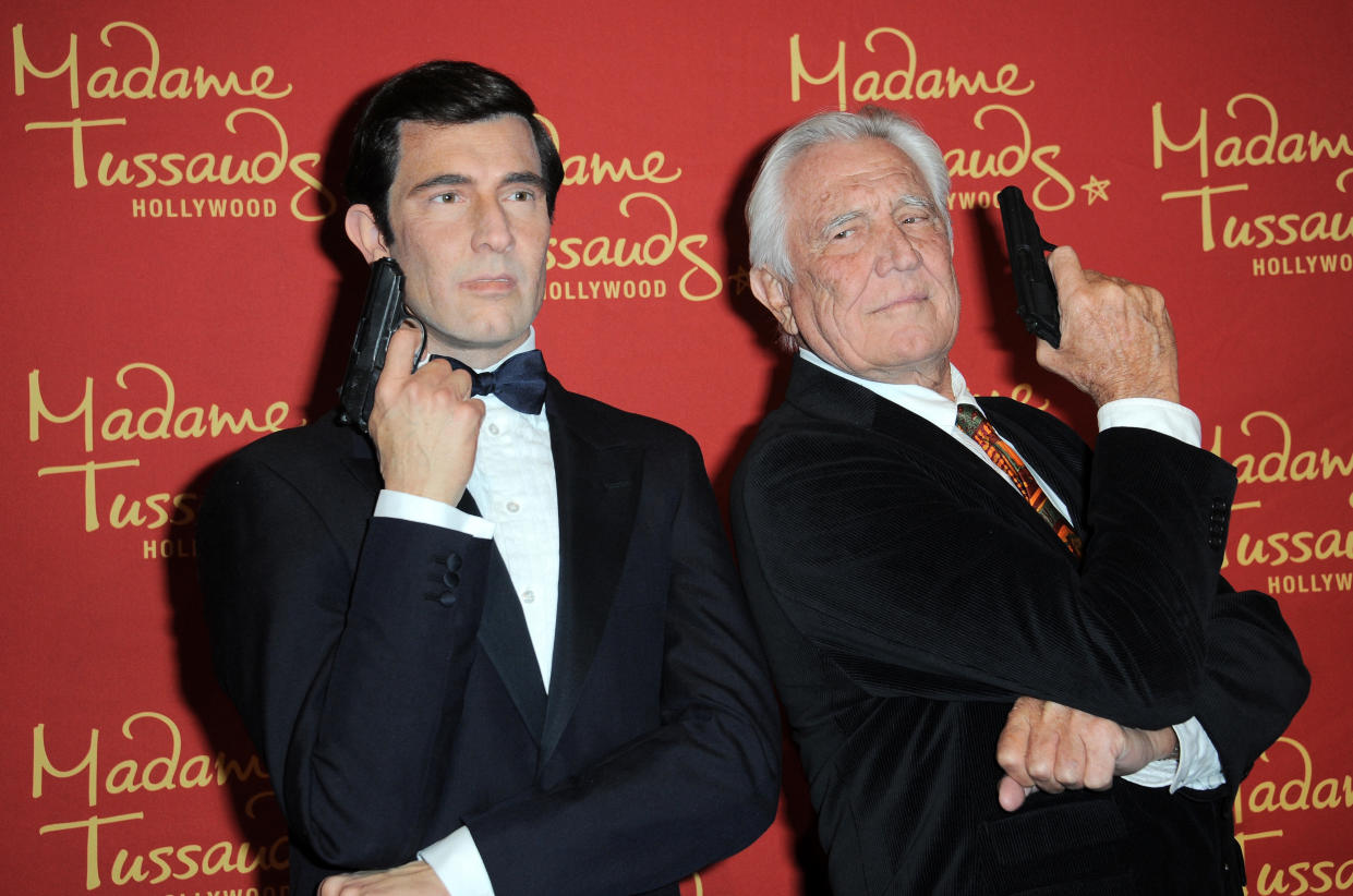 HOLLYWOOD, CA - DECEMBER 15:  Madame Tussauds Hollywood Reveals All Six James Bonds In Wax With Special Guest George Lazenby held at Madame Tussauds on December 15, 2015 in Hollywood, California.  (Photo by Albert L. Ortega/Getty Images)