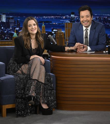 <p>Todd Owyoung/NBC via Getty</p> Drew Barrymore and Jimmy Fallon