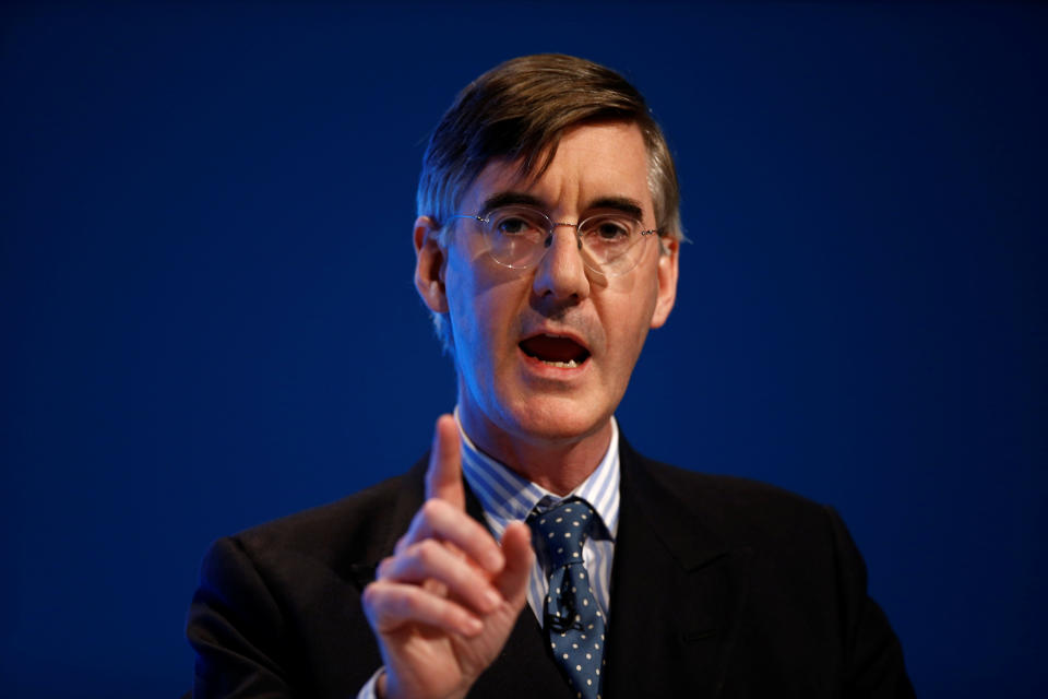 Britain's Leader of the House of Commons Jacob Rees-Mogg speaks during the Conservative Party annual conference in Manchester, Britain, September 29, 2019. REUTERS/Henry Nicholls