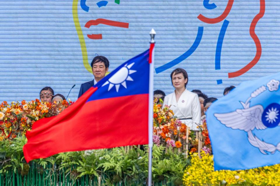 Taiwan's president Lai Ching-te and vice president Hsiao Bi-khim at their inauguration in Taipei on 20 May 2024 (Getty)