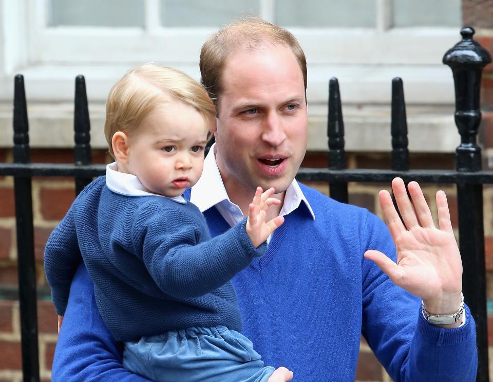 The tweet features Prince William with dad Charles and son George.