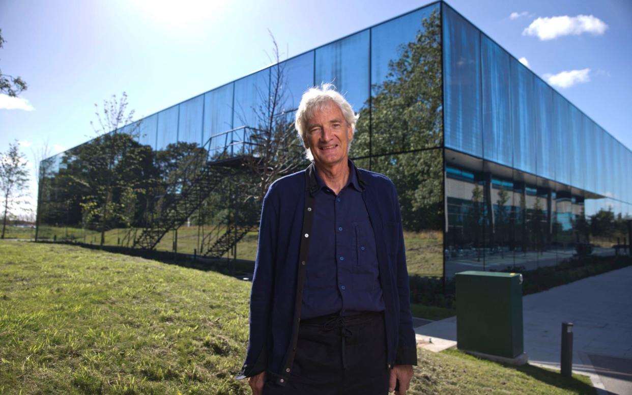 Sir James Dyson poses in front of the mirrored walls of his Wiltshire base's secret R&D centre - Copyright Â©Heathcliff O'Malley