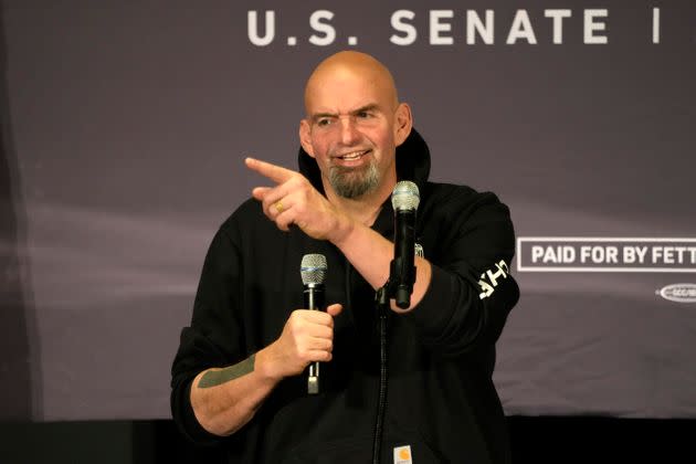 Pennsylvania Lt. Gov. John Fetterman, a Democratic candidate for U.S. Senate, speaks at a final pre-election rally Monday in Pittsburgh. (Photo: Gene J. Puskar/Associated Press)