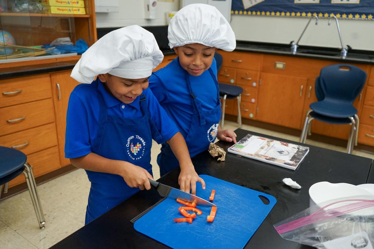 Children participated in an interactive cooking education at Sunrise Mountain Elementary School.