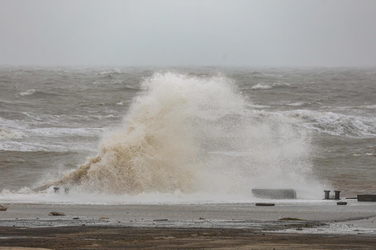 High tide at the sea coast in Mandvi, in the Kutch district of the western state of Gujarat (EPA)