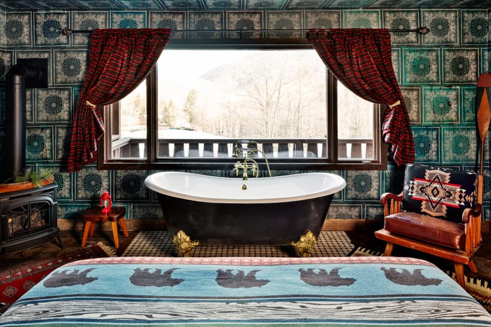 Soaking tubs are one of the amenities at the Urban Cowboy Lodge in the Catskills.